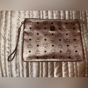 Rose gold MCM large wristlet